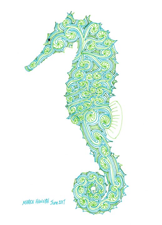 Seahorse - Maren Hannah - Drawings & Illustration, Animals, Birds