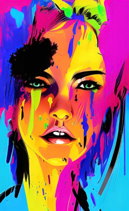 Colorful Cool Girl Drawing Art 50912 - Blue Digital Studio - Paintings &  Prints, People & Figures, Portraits, Female - ArtPal
