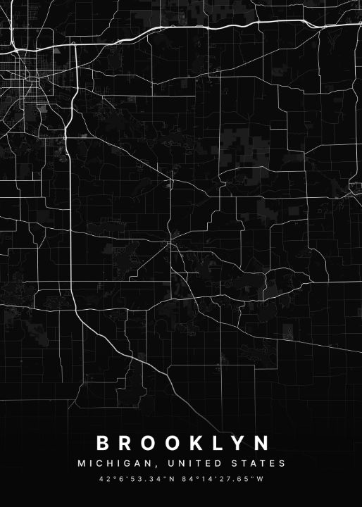 Brooklyn, Michigan, United States MapPrintableInc Paintings