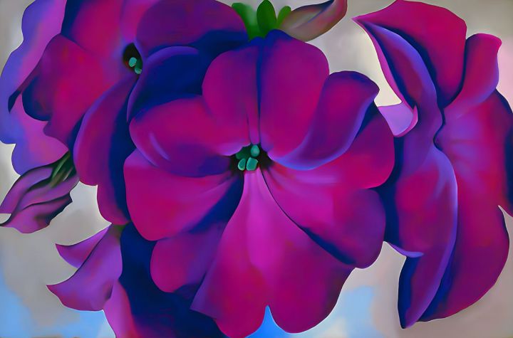 希少! Georgia O'Keeffe Petunia,1925 Poster Georgia O'Keeffe Petunias Poster - de Young & Legion of