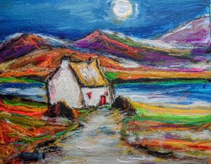 Cottages in the moonlight