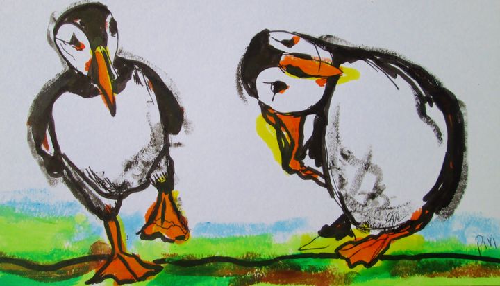 paintings of puffins - www.pixi-arts.com