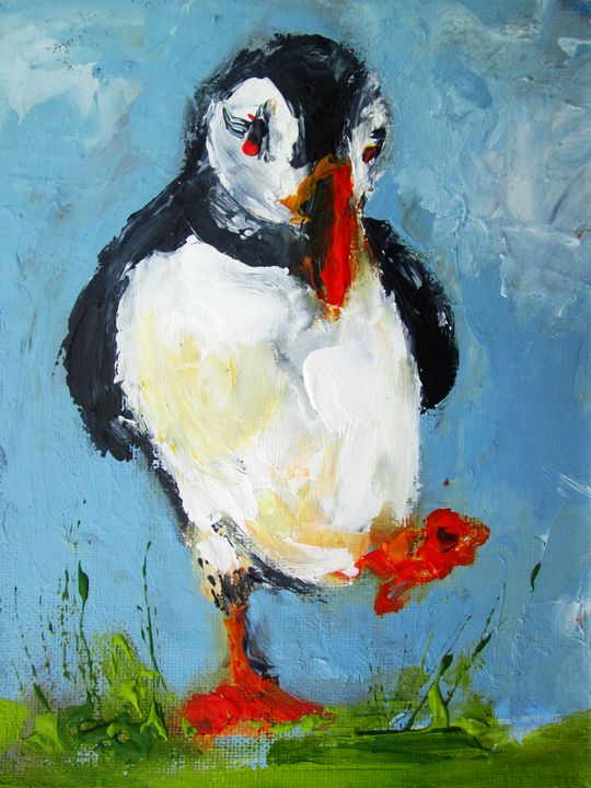 puffin oil painting