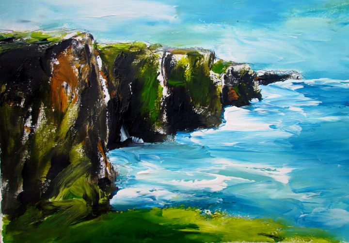 Painting of Cliffs of moher panorama - www.pixi-arts.com
