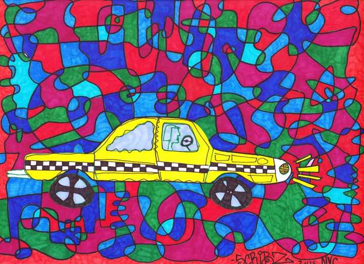 TAXI CAB - Scribz Pop Art - Drawings & Illustration, Abstract, Color ...