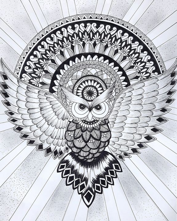 owl mandala art - artistic_kinnari