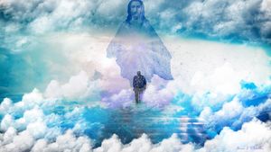 Man walking into Heaven