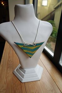Striped Ceramic Necklace on Leather