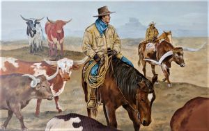 Along The Chisom Trail Longhorns - James Shepard Arts