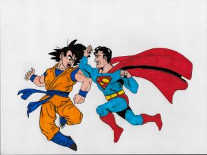 superman vs goku drawing