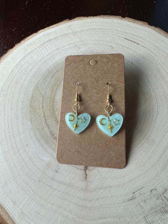 Starry heart earrings - Kaitlynn Garza Arts