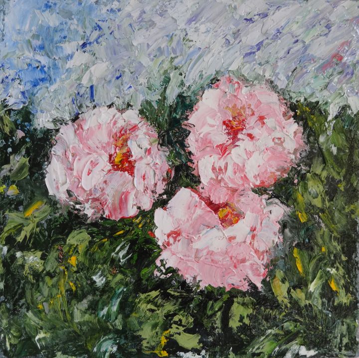 Pink Roses Impasto Oil Painting IGDecorArt Paintings & Prints