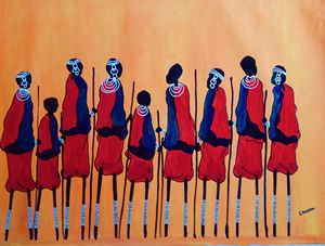 Masai Tribe - Kenya - Richard Mubiru - Paintings & Prints, Ethnic
