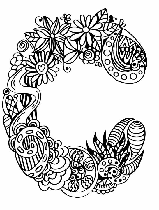 Alphabet "C" doodle art Elephant Bell Drawings & Illustration