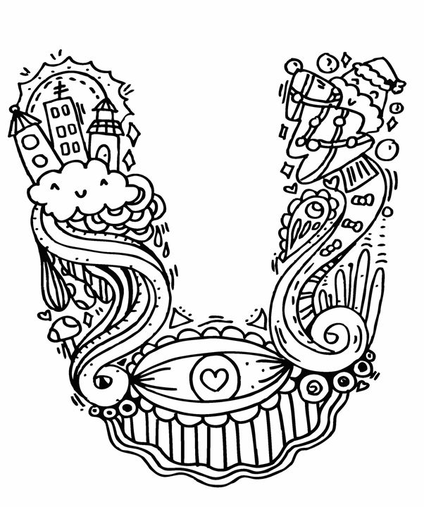 Alphabet A doodle art - Elephant Bell - Drawings & Illustration