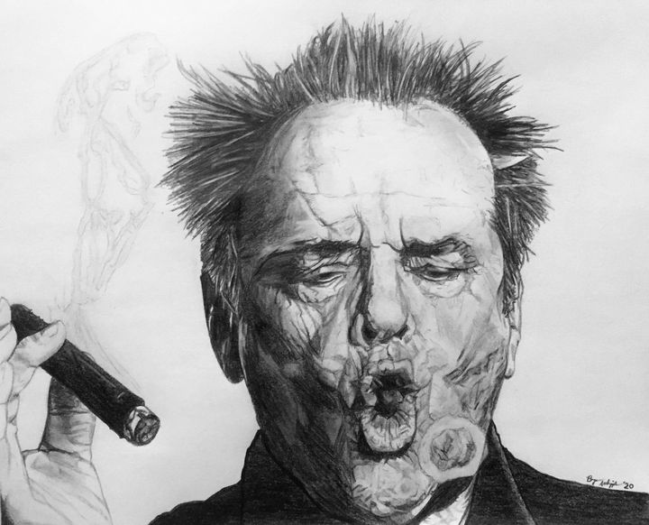 Jack Nicholson cigar art portrait - Bryan Whipple Portraits