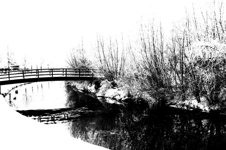 Bridge and Stream Winter Scene - Alan Harman Photography