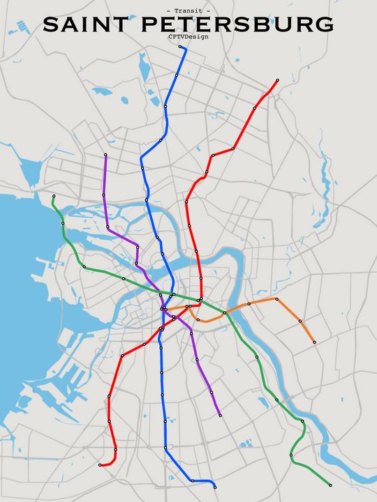 Saint Petersburg Transit Map CPTVDesign Drawings & Illustration