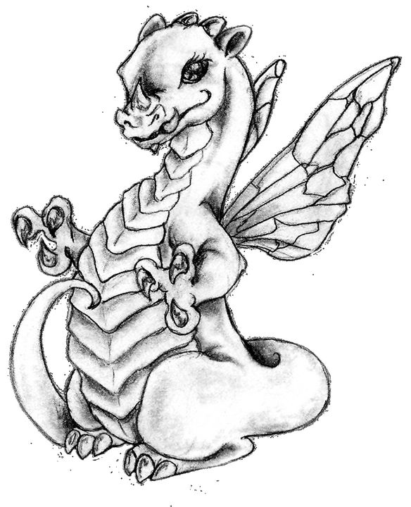 Baby dragon blk & grey - inkspiredesign