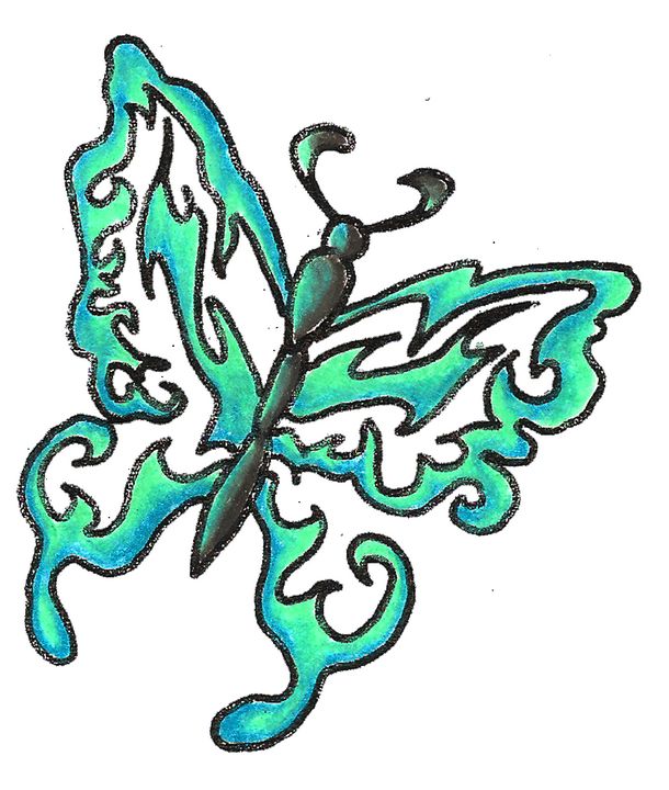Tribal butterfly blue - inkspiredesign