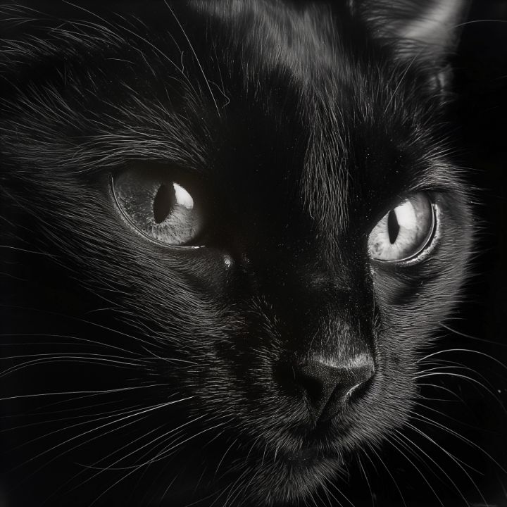 Black Cat - Viktoriia Gladkova - Digital Art & Ai, Animals, Birds 