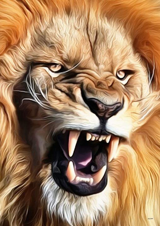 fierce male lion