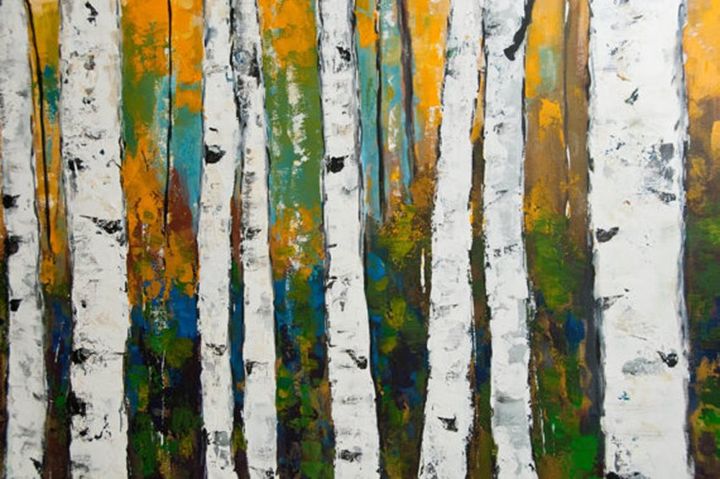 Birch Aspen Trees Original Painting - VickisArt - Paintings & Prints ...
