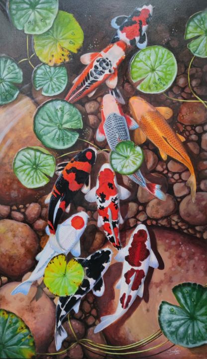 Koi Prosperity 1 - Siva Nair Heritage & Nature Artist - Paintings ...