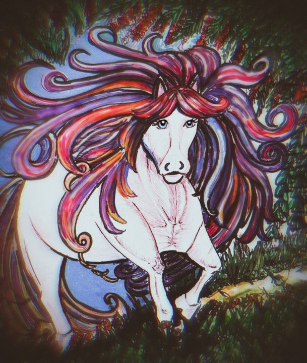 Watercolor, ink and soft pastels, horses. by Wearefamilyart on DeviantArt