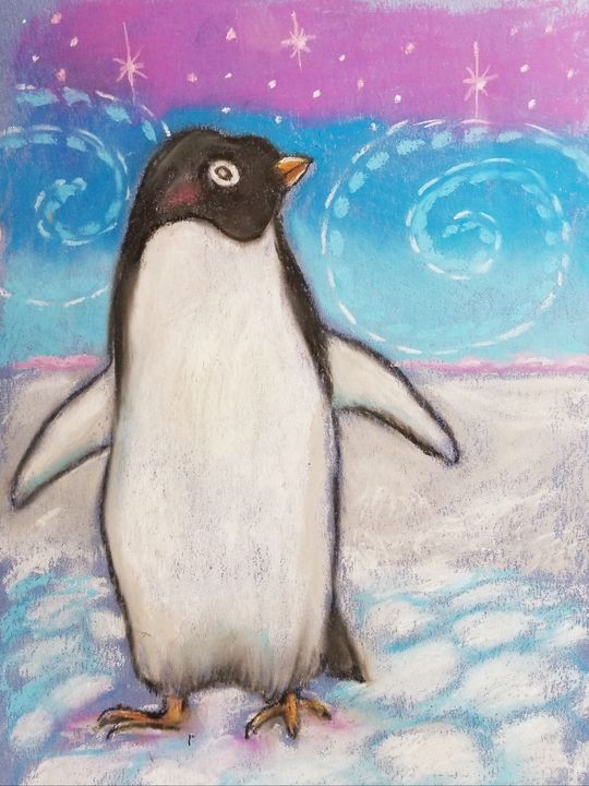 Oil Pastel Penguin - B Marie Ashton - Drawings & Illustration, Animals,  Birds, & Fish, Birds, Penguins - ArtPal