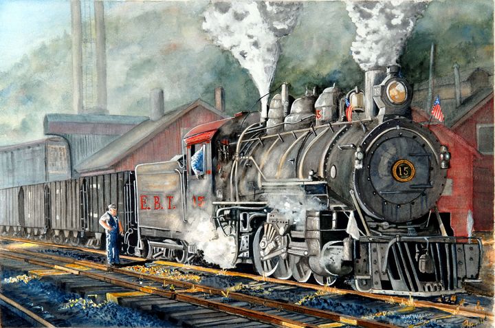 Early Morning Steam - John W. Walker Art - Paintings & Prints, Vehicles 