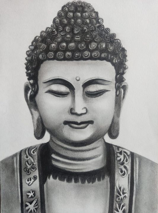Buddha face drawing easy  Drawing gowtama buddha  step by step tutorial  for beginners  Simple face drawing Buddha face Rangoli designs with dots