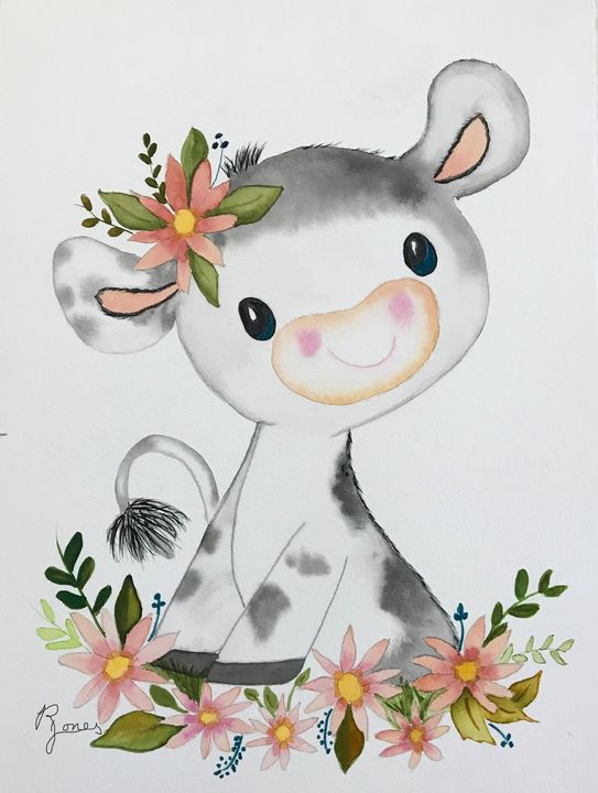 Whimsical Cow - Regena Jones Art In Bloom - Paintings & Prints, Animals ...