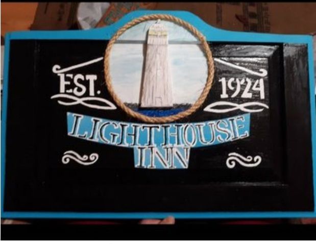 Wood Lighthouse Inn Wall Sign - Islandtreasures247