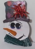 Snowman with black top hat of circle