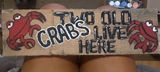 Two old crabs live here wood sign