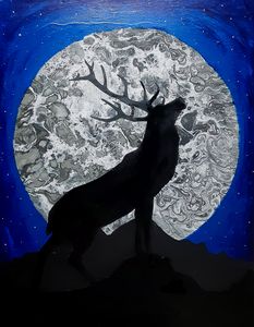 Elk in the Moonlight