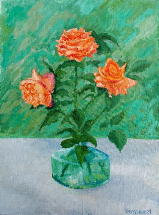 Orange Garden Roses - SemyonovArt