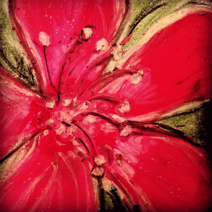 Red Hibiscus Detail - Ali Dunnell Artist