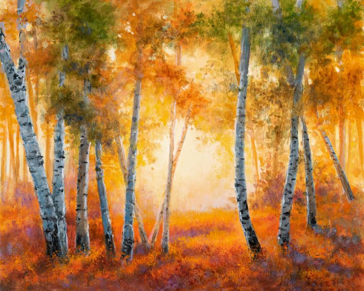 グラフィックアート Biwako360 °(autumn) Birch Trees and Fall Colors – Canvas Print – Zenkov Artistry