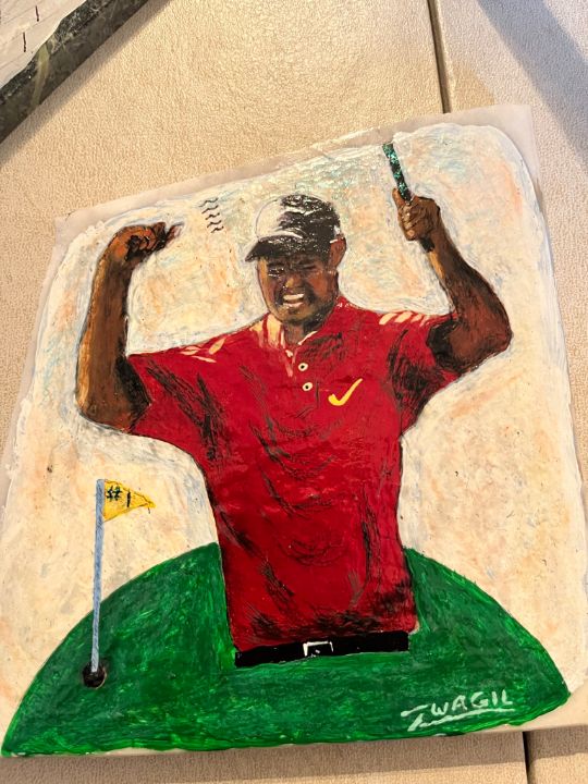 Painting of Tiger Woods - Marble Art by Morris Zwagil
