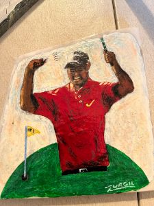 Painting of Tiger Woods - Marble Art by Morris Zwagil