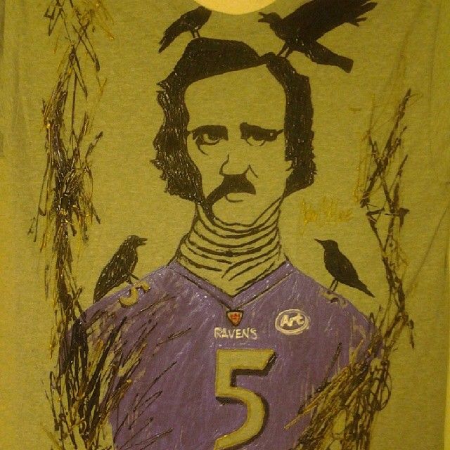 Edgar Allen Poe Hand painted shirt Antonio MooreArt Textile Apparel Apparel Men s Clothing Shirts ArtPal