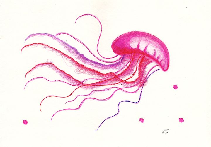Pink jellyfish Walanad Drawings & Illustration, Animals, Birds