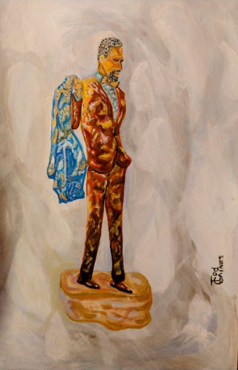 Statue of a Man in a gold bow tie - In And Out Of Abstract