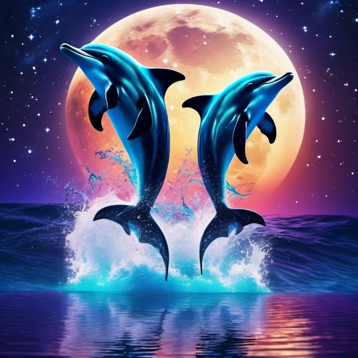 Happy dolphins - BlueSkyGirl - Digital Art & AI, Animals