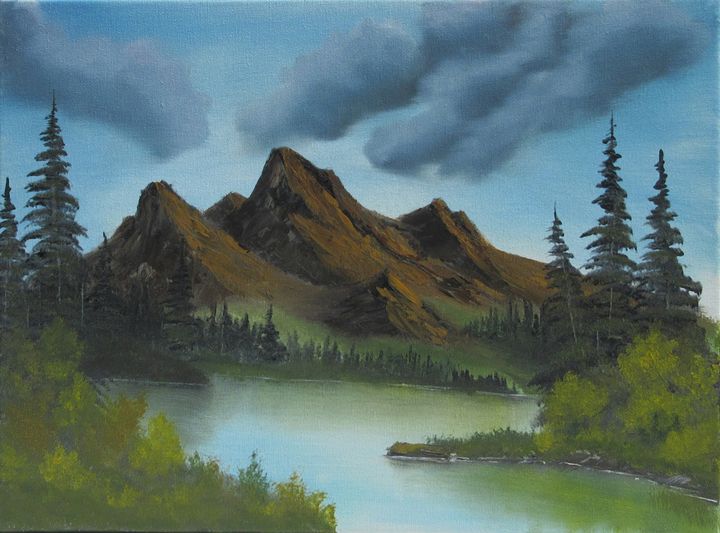 brown mountain painting