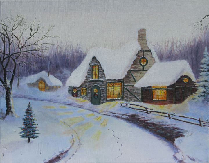 Christmas Cottage Forrest Girrard Paintings Prints