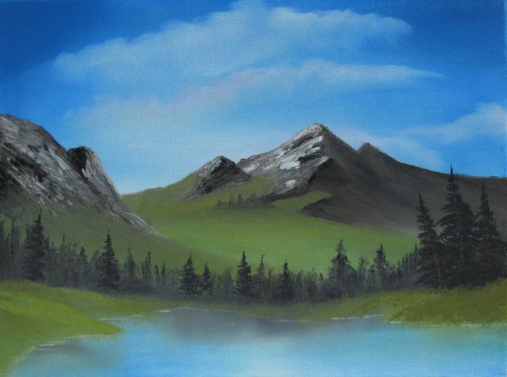 painting green mountains