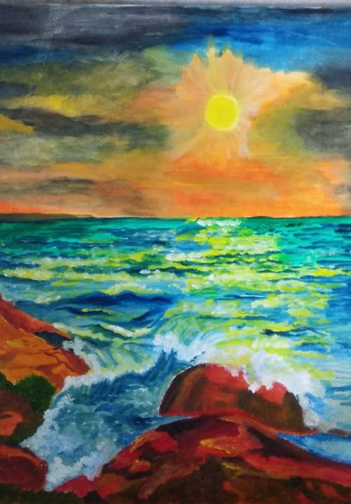 waves - anupama - Paintings & Prints, Landscapes & Nature, Beach